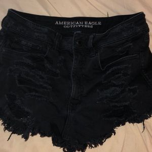 American eagle black high waisted jean shorts